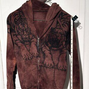 Cute Tiger Hoodie with cross zipper pull